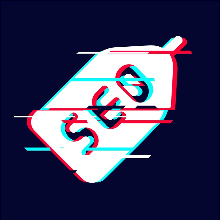 Vector eye catching glitched seo tag icon