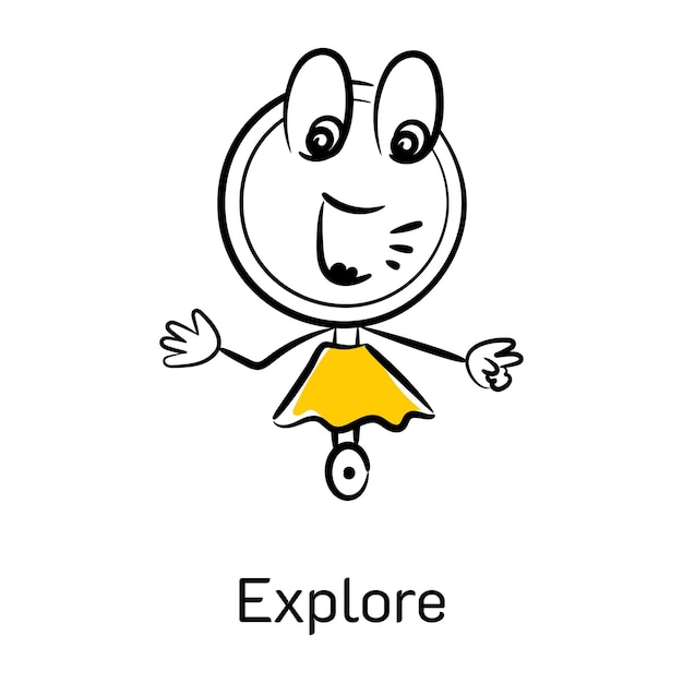 An eye catchy hand drawn icon of explore