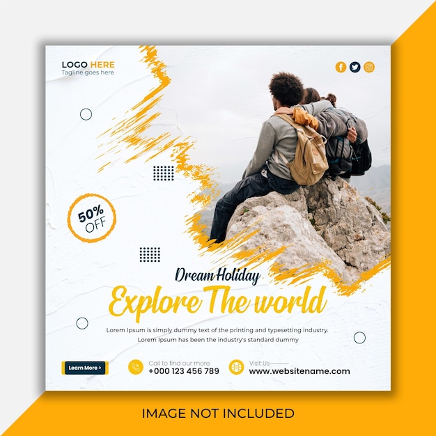 Eye Catchy Travel tour Instagram post or social media post template