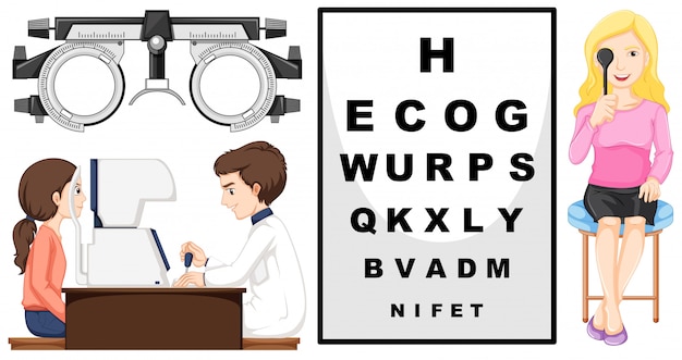 Eye checking machine and patients