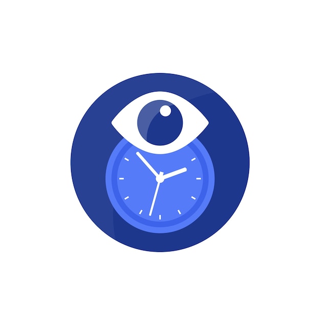 Eye and clock time icon flat vector