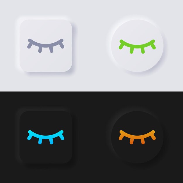 Vector eye closing symbol icon set multicolor neumorphism button soft ui design for web design application ui and more button vector