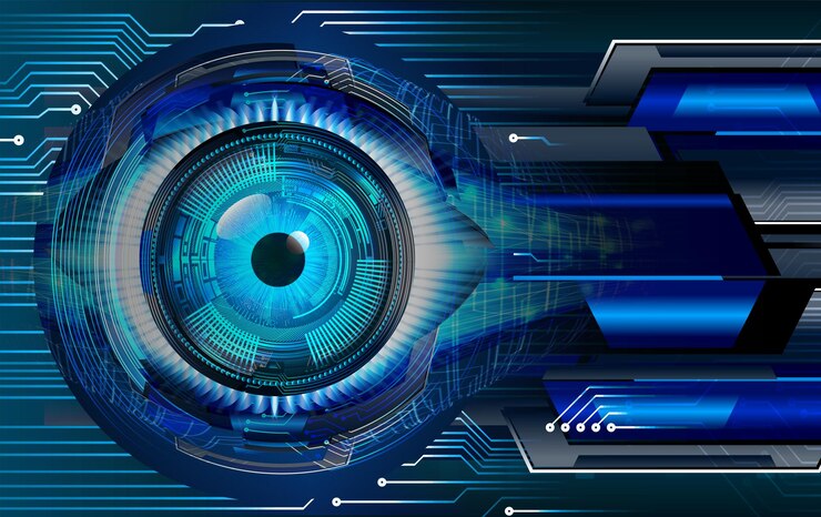 Vector eye cyber circuit future technology concept background