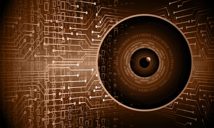 Vector eye cyber circuit future technology concept background