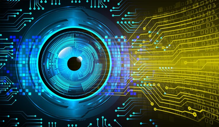 Vector eye cyber circuit future technology concept background