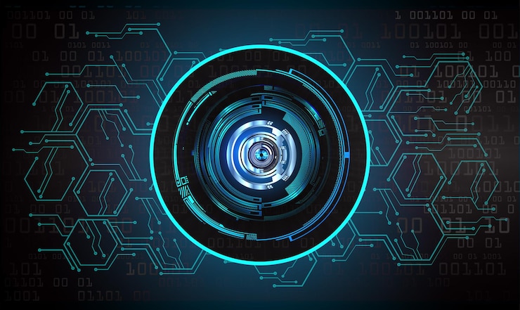 Vector eye cyber circuit future technology concept background