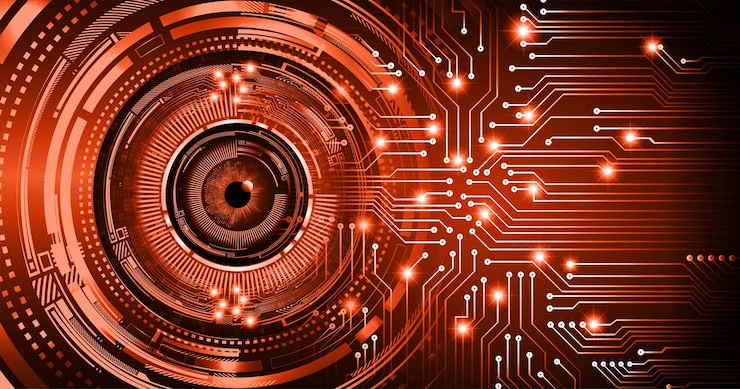 Vector eye cyber circuit future technology concept background