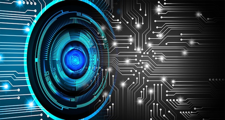 Vector eye cyber circuit future technology concept background
