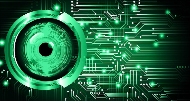 Vector eye cyber circuit future technology concept background
