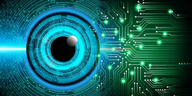 Vector eye cyber circuit future technology concept background