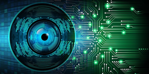 eye cyber circuit future technology concept background