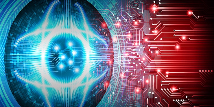 Vector eye cyber circuit future technology concept background