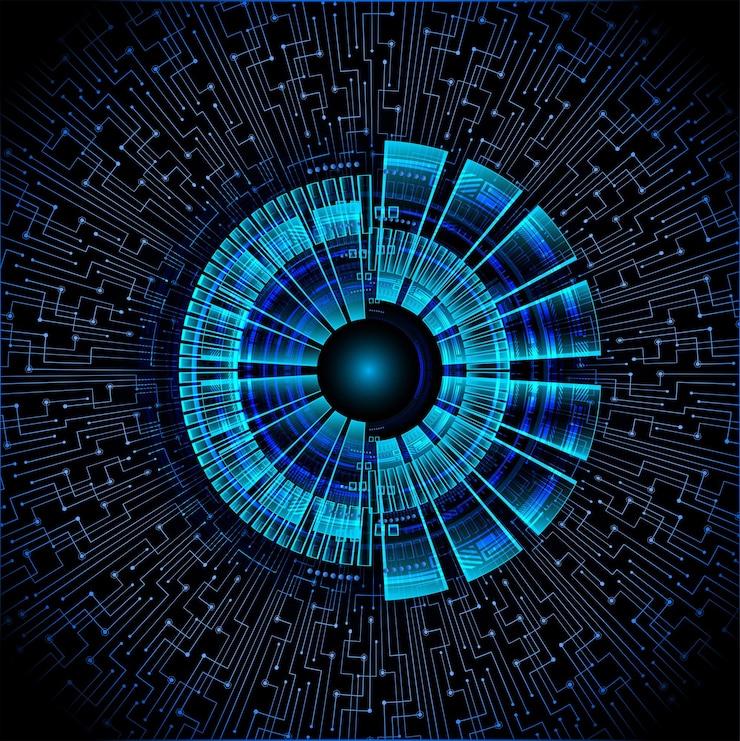 Vector eye cyber circuit future technology concept background