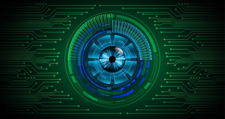 Vector eye cyber circuit future technology concept background