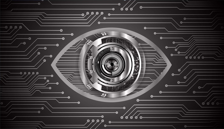 Vector eye cyber circuit future technology concept background