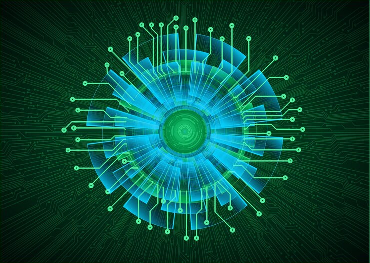 Vector eye cyber circuit future technology concept background