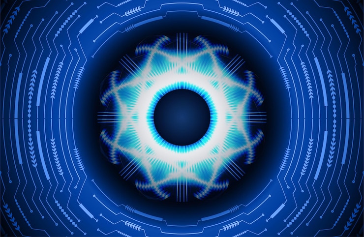 Vector eye cyber circuit future technology concept background