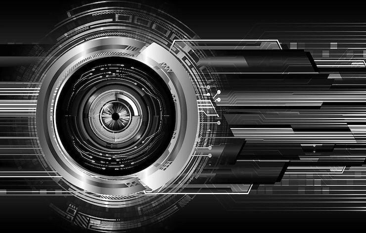 Vector eye cyber circuit future technology concept background