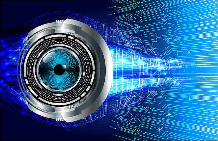 Vector eye cyber circuit future technology concept background