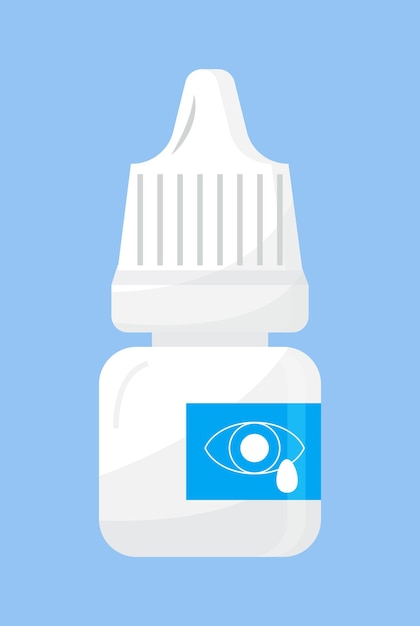 Vector eye drops bottle icon pharmaceutical drug drop for ear or eyes simple medical drug vector on the blue background in flat style