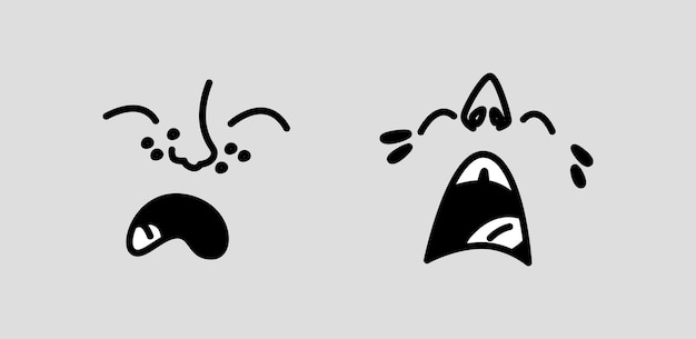 Eye face crying expression of cartoon