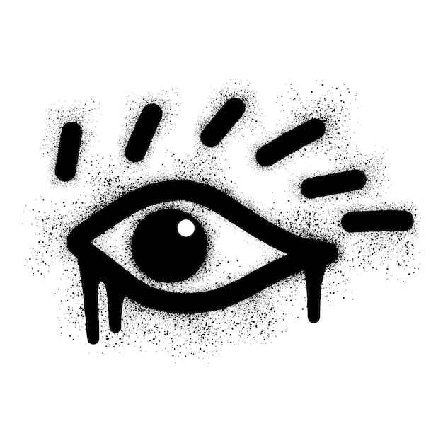 Eye icon graffiti met zwarte spuitverf