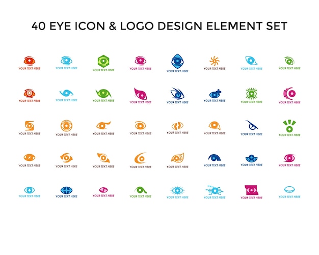 Eye icon logo design set