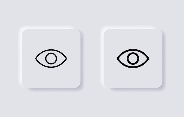 Значок глаза символ визуального видения в кнопках неоморфизма или в неоморфном стиле значки приложений ui ux