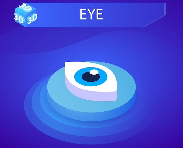 Eye isometric design icon vector web illustration 3d colorful concept