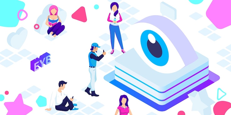 Vector eye isometric design icon vector web illustration 3d colorful concept