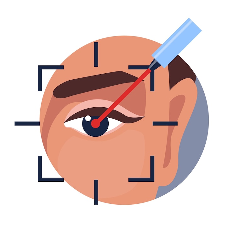 Vector eye laser surgery ophthalmology lasik treatment icon vision medical correction eye laser surgery