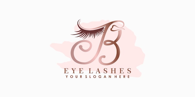Vector eye lash beauty logo-ontwerp met letterconcept