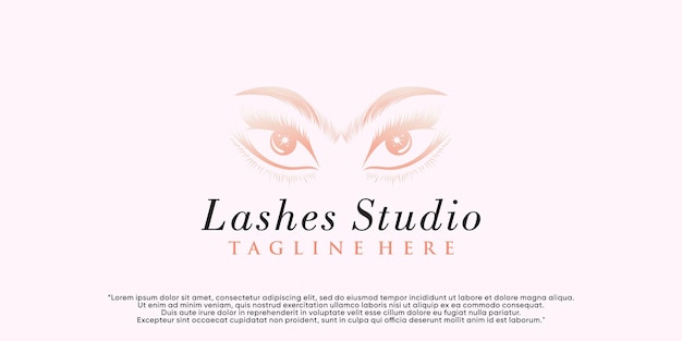 Eye lashes logo design with creative modern concept Premium Vector