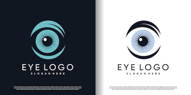 Eye logo design template with creative concept premium vector