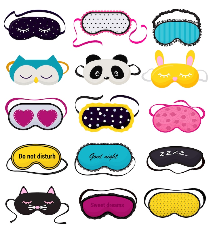 Vector eye mask vector sleeping night accessory relax rest in traveling set