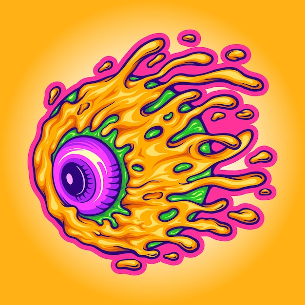 Eye Melting Trippy Mascot Векторные иллюстрации для вашей работы Логотип, футболка с товарами талисмана, наклейки и дизайн этикеток, плакат, поздравительные открытки, рекламирующие бизнес-компанию или бренды.