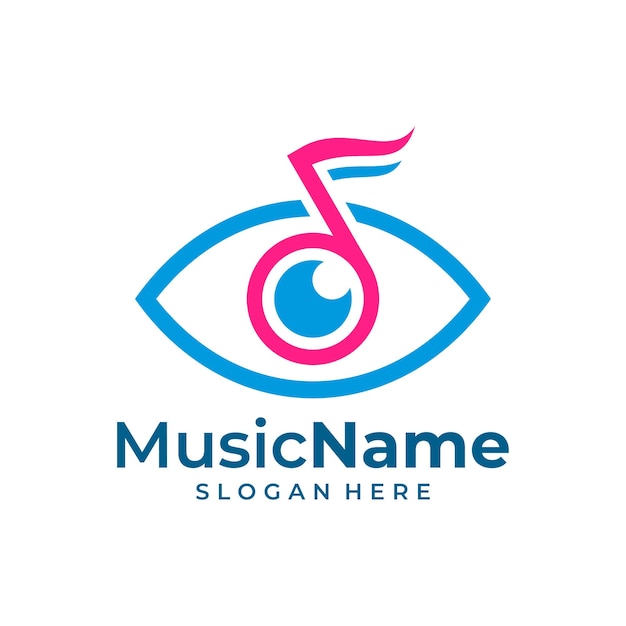 Eye music logo vector music eye logo ontwerpsjabloon