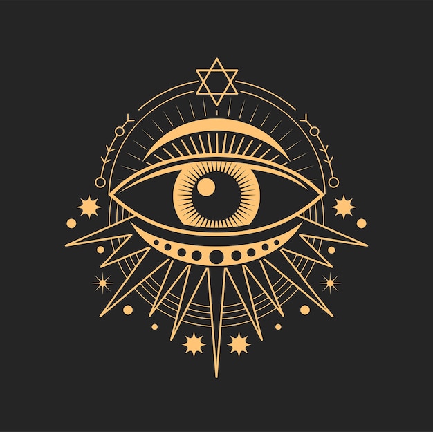 Vector eye occult and esoteric symbol magic tarot sign