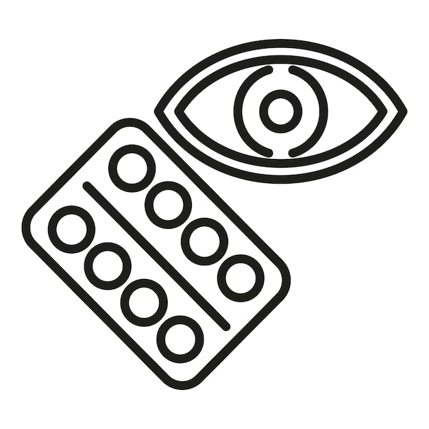 Eye pills icon outline vector Test clinic Eye care