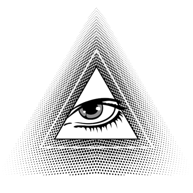 プロビデンスの眼 メーソンのシンボル 眼のアイコンのデザイン ベクトルイラスト