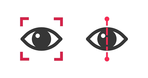 Пиктограмма значка сканирования глаз или биометрическое распознавание цифровой личности для символа безопасной технологии