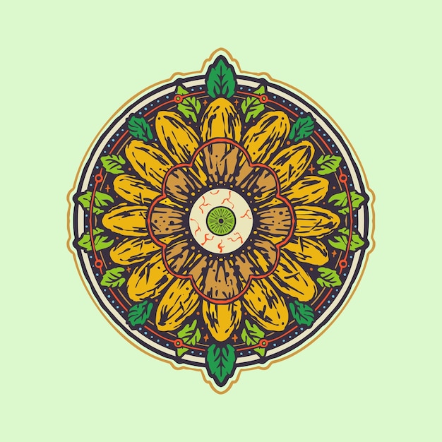 L'occhio del mandala dell'illustrazione del girasole