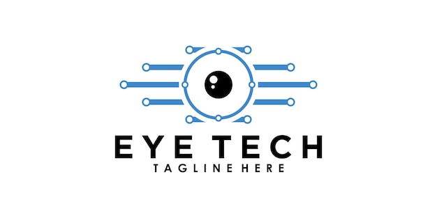 Eye tech logo design with creative concept premium vector