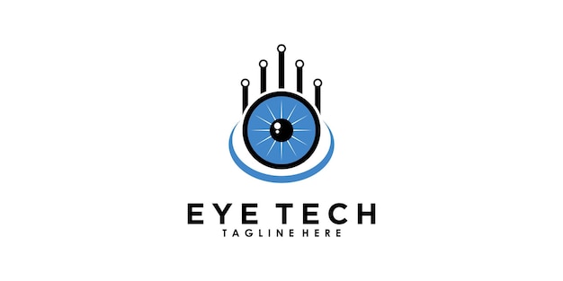 Eye tech logo-ontwerp met creatief concept premium vector