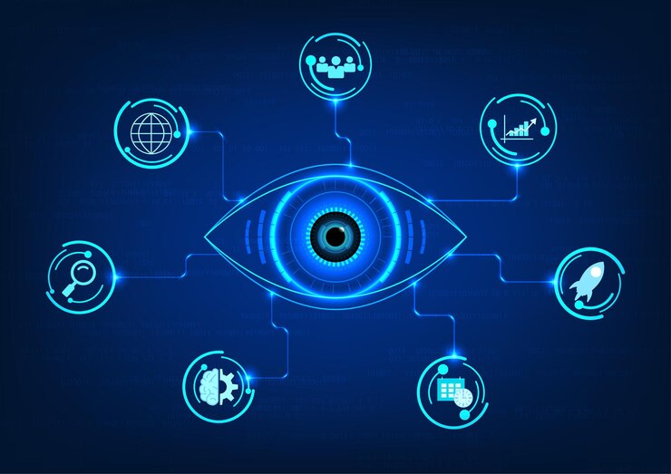 Vector eye technology connects circuit boards with smart technology refers to looking at modern