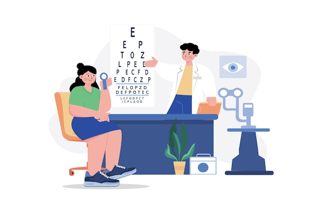 Vector eye test illustration concept a flat illustration isolated on white background