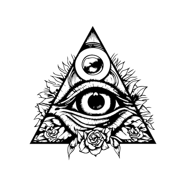 Eye in triangle illustration masonic symbol