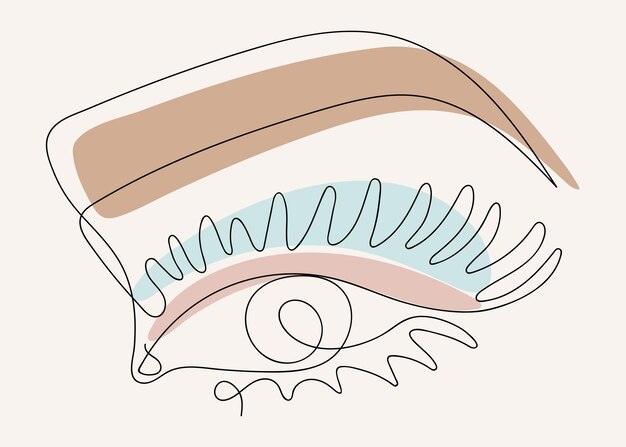 Vector eye with eyelashes and eyebrows