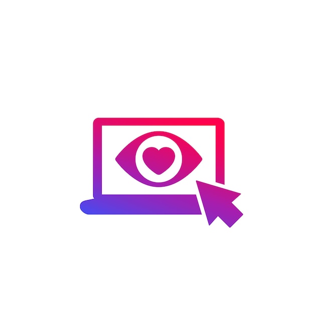 Eye with heart on screen icon