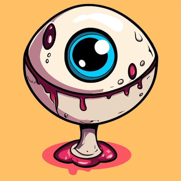 Vector eyeball hand drawn flat stylish mascot cartoon character drawing sticker icon concept isolated